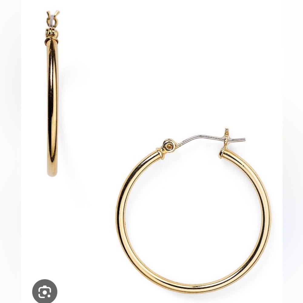 Lauren Gold Tone Large Thin Hoop Earrings